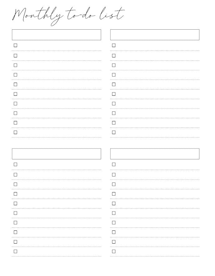 Monthly To-Do List