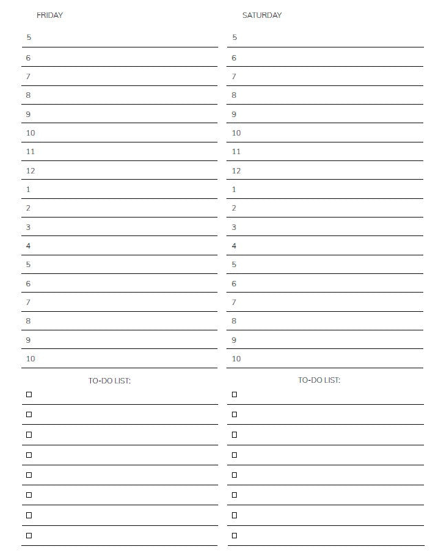 Daily planning pages