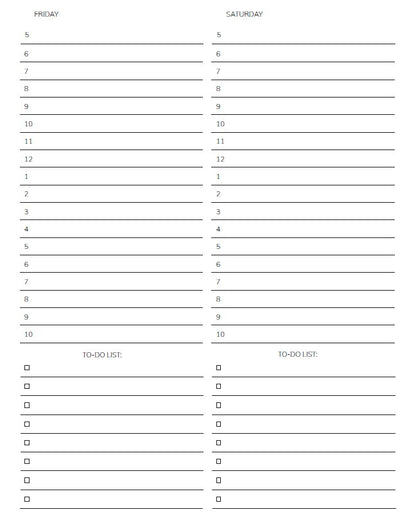Daily planning pages