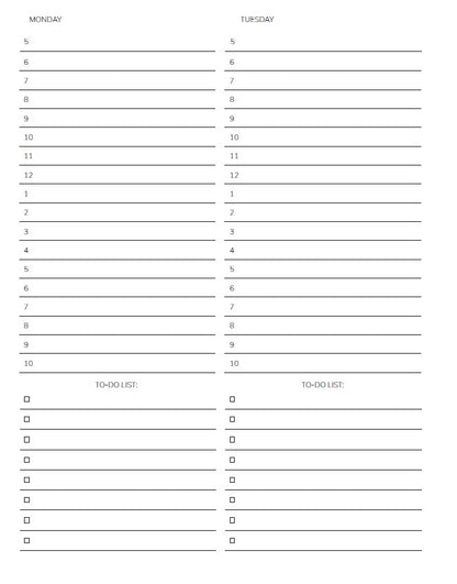 Daily planning pages