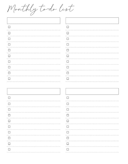Monthly To-Do List